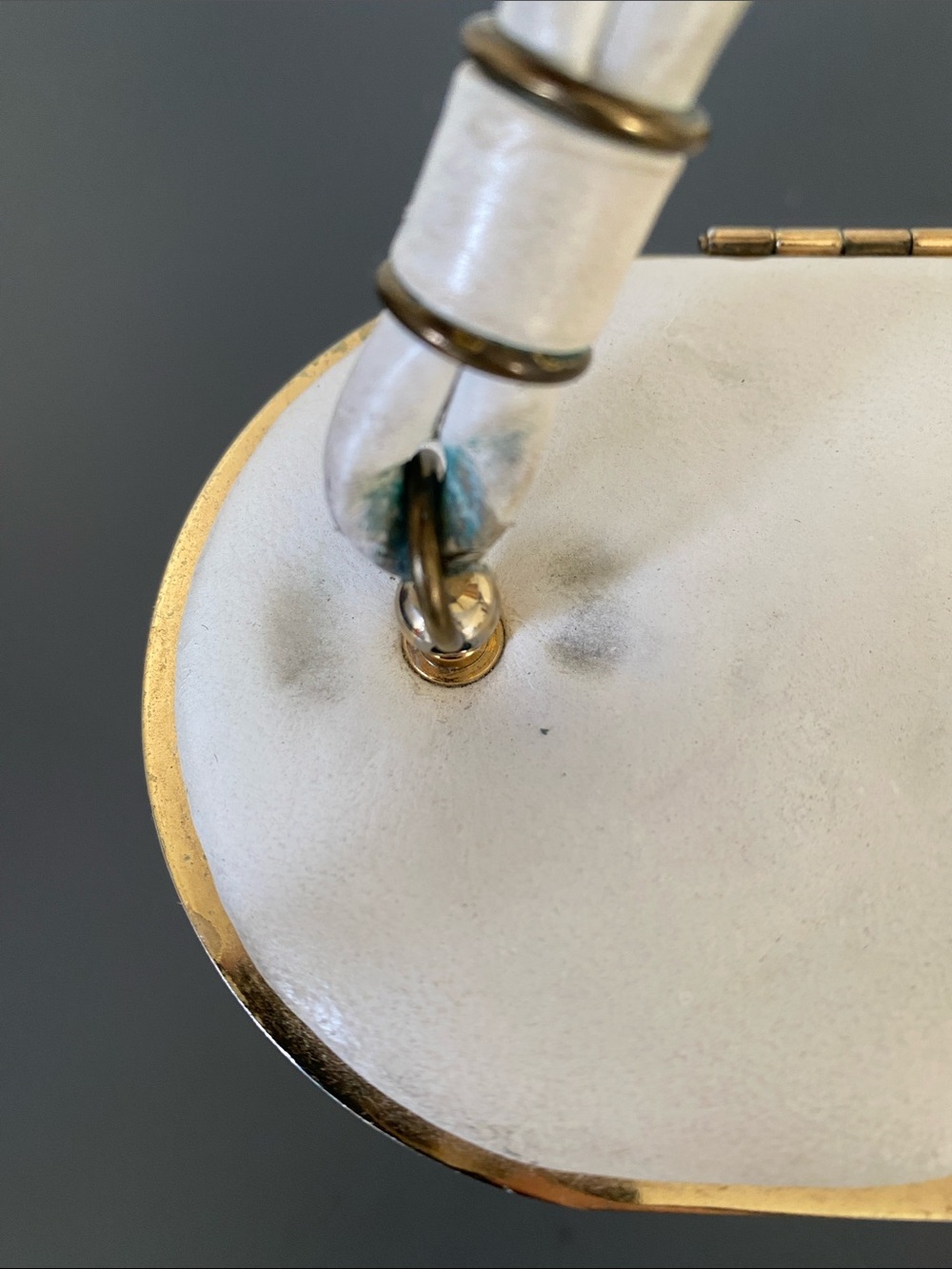 Vintage 1950s ETRA White Leather Gold Cage Box Bag Mid-Century Trunk Purse - Picture 8 of 16